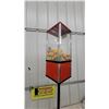 Image 6 : Capsule Vending Machine, $1 Loonie Coin Operated, Red and Chrome on Black Pole Stand 57” tall