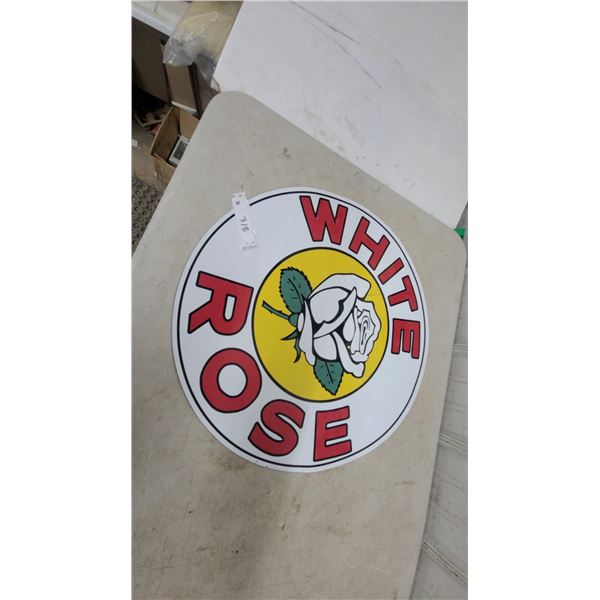 White Rose Gasoline and Oil Round Advertising Magnetic, Reproduction 23.6” diameter