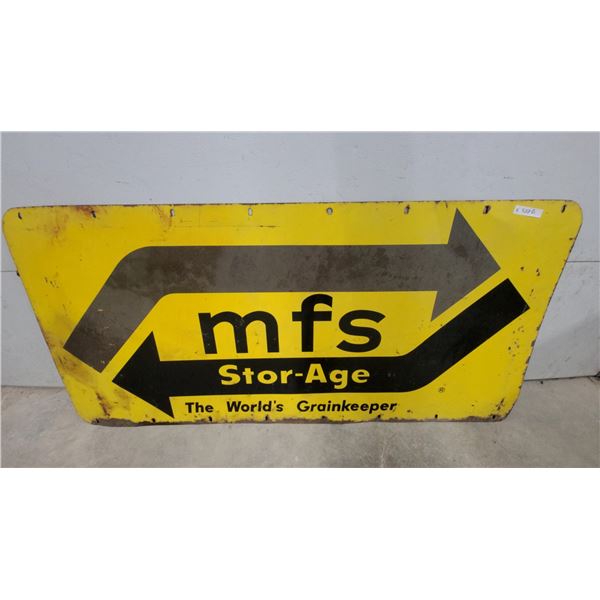MFS Stor-Age "The World's Grainkeeper" Vintage Metal Advertising Sign 72”×34”