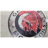 Image 2 : Modern Red Indian Gasoline and Motor Oils Round Porcelain Sign 12” diameter