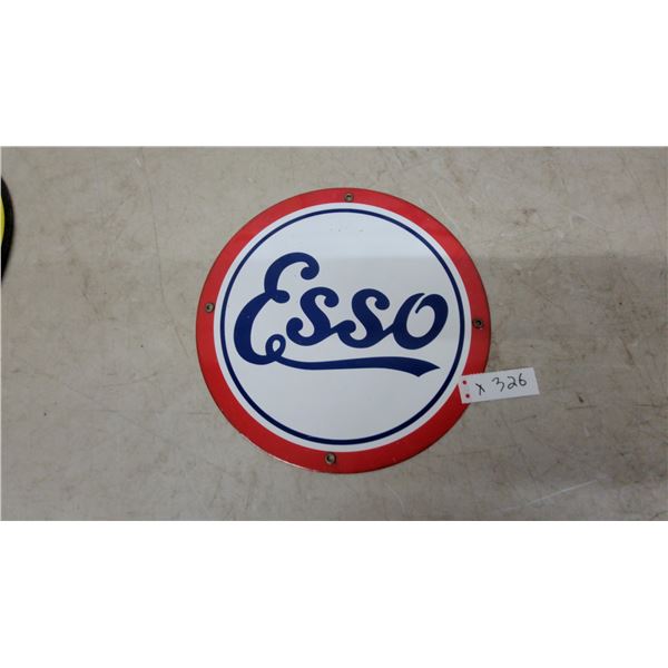 Esso Round Porcelain Advertising Sign 12” diameter Modern