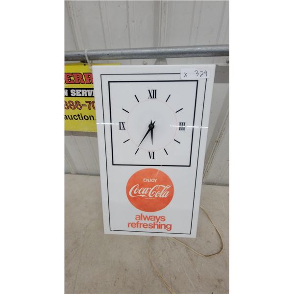 Vintage Coca-Cola "Enjoy Always Refreshing" Electric Wall Clock with Roman Numerals 12”×20”