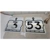 Image 1 : Vintage Ontario King's Highway 3 and 53 Route Marker Signs with Crown and Maltese Cross 18”×18”