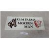 Image 1 : R and M Farms Morden Manitoba Vintage Embossed Promotional Sign with Cow Head and Beef Graphics