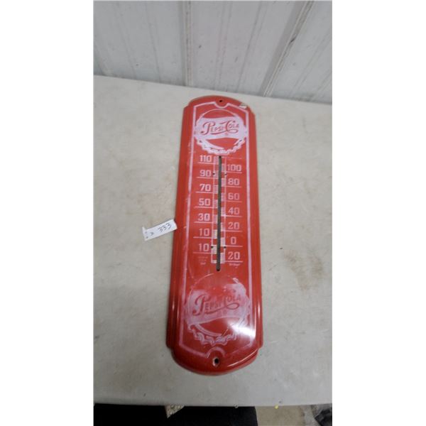 Vintage Pepsi-Cola Tru Temp Metal Advertising Thermometer, Bottle Cap Design, 8.6”×27”