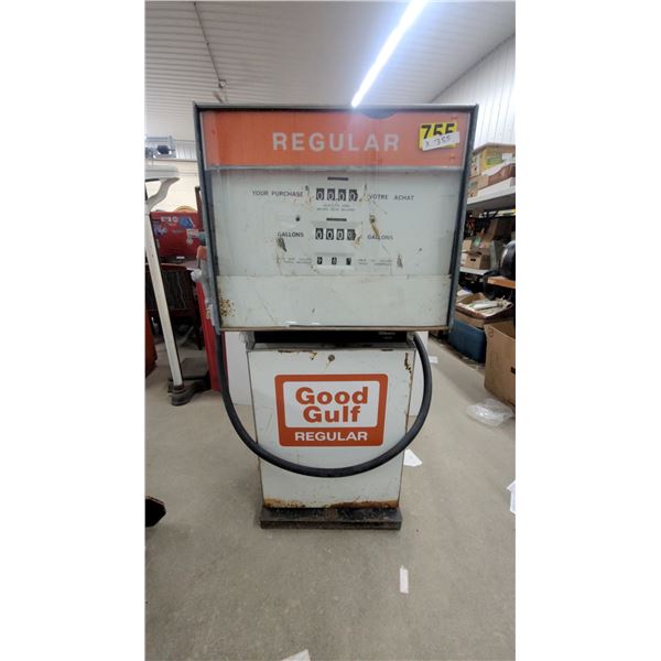 Vintage Gulf "Good Gulf" Regular Gasoline Pump, Gilbarco Trimline, 1950s-60s, Leaded Fuel