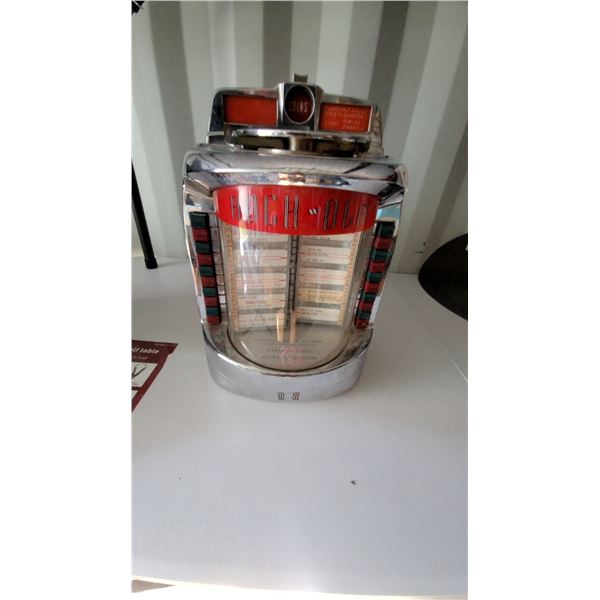 Rock-Ola Tempo I Model 120 Wallbox Jukebox Selector, 1959, Chrome and Red, 120 Selections