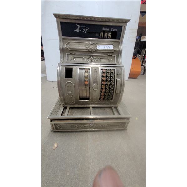 Antique National Cash Register, Nickel-Plated Brass, Ornate Late 19th/Early 20th Century Model