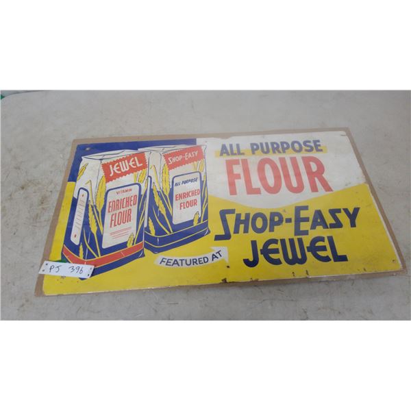 Vintage Jewel Shop-Easy All Purpose Enriched Flour Cardboard Advertising Sign 15”×30”