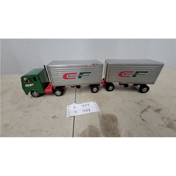 Cragston Consolidated Freightways Tin Friction Tandem Trailer Toy Truck, 21”