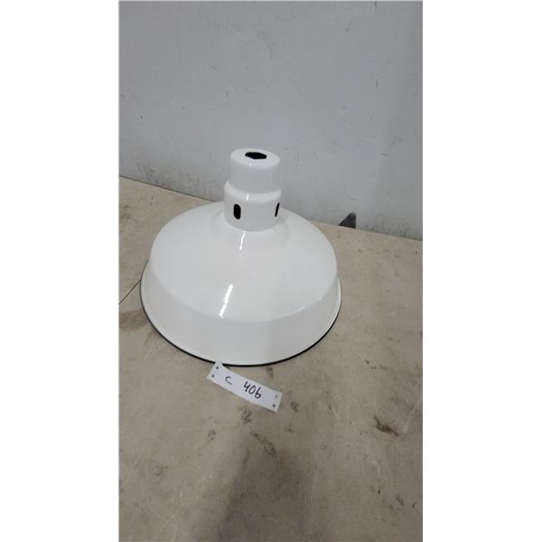 White Porcelain Enamel Industrial Barn Light Fixture Shade with Black Rim 16” diameter