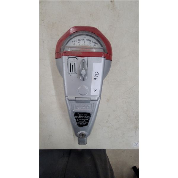 Vintage Duncan Model 60 Two-Hour Mechanical Parking Meter, Accepts 5, 10, and 25 Cent Coins