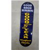 Image 1 : Goodyear Wingfoot Heels “Good Shoe Repairing” Porcelain Enamel Sign, 4”×1
