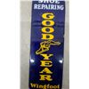 Image 2 : Goodyear Wingfoot Heels “Good Shoe Repairing” Porcelain Enamel Sign, 4”×1
