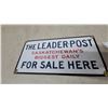 Image 1 : The Leader-Post "Saskatchewan's Biggest Daily" Porcelain Enamel Advertising Sign 6”×12”