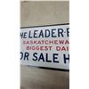 Image 3 : The Leader-Post "Saskatchewan's Biggest Daily" Porcelain Enamel Advertising Sign 6”×12”