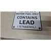 Image 4 : Vintage "Contains Lead (Tetraethyl) For Use as a Motor Fuel Only" Porcelain Gas Pump Sign 6”×7”