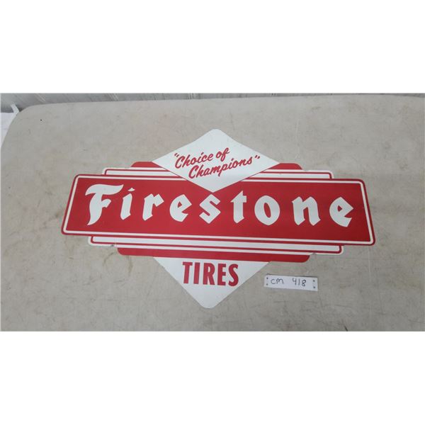 Firestone Tires “Choice of Champions” Metal Advertising Sign, 1950s