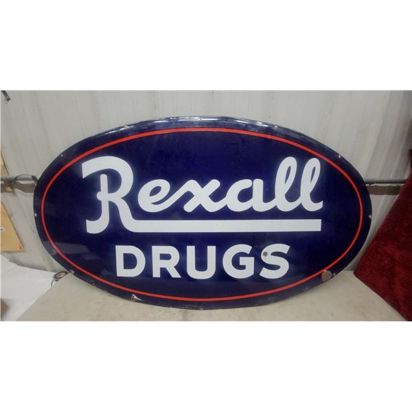 Rexall Drugs Oval Enamel Sign, 32”×60”, Double-Sided