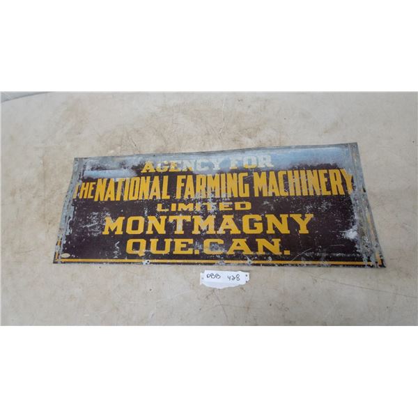 Agency for The National Farming Machinery Limited Metal Sign, 11.6”×29.6”