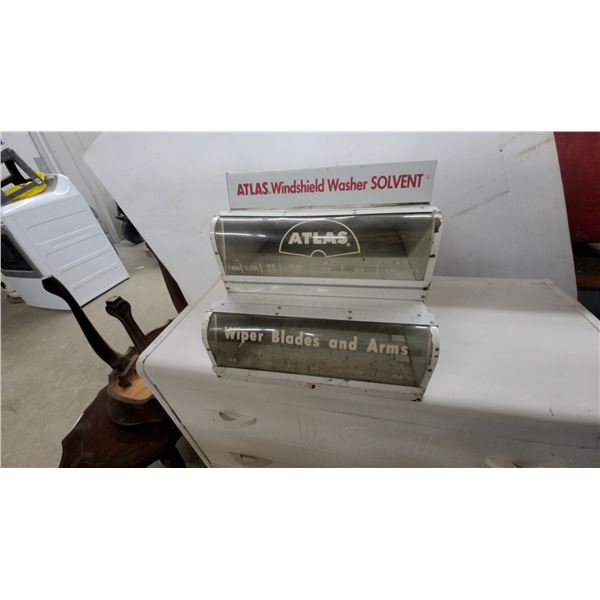 Atlas Windshield Wiper Blade and Solvent Service Station Vintage Metal Cabinet