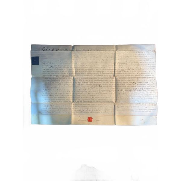 1817 English Handwritten Vellum Indenture with Wax Seal