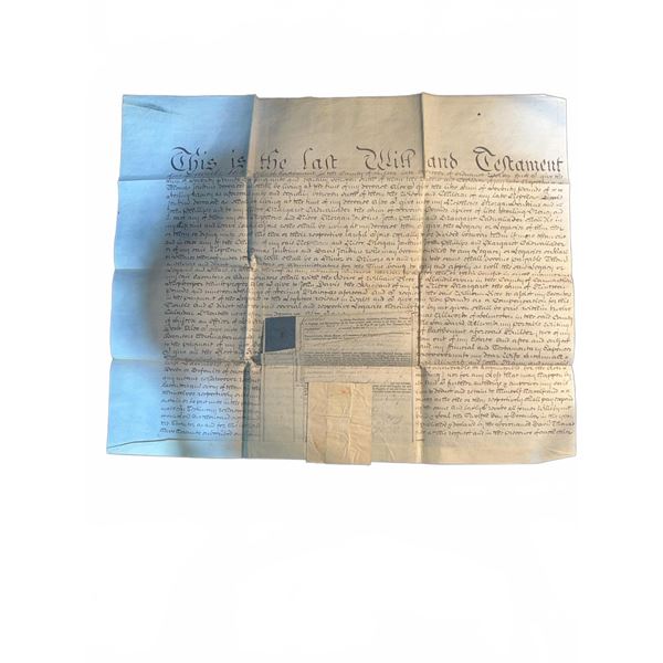 19th Century Handwritten Last Will and Testament Document