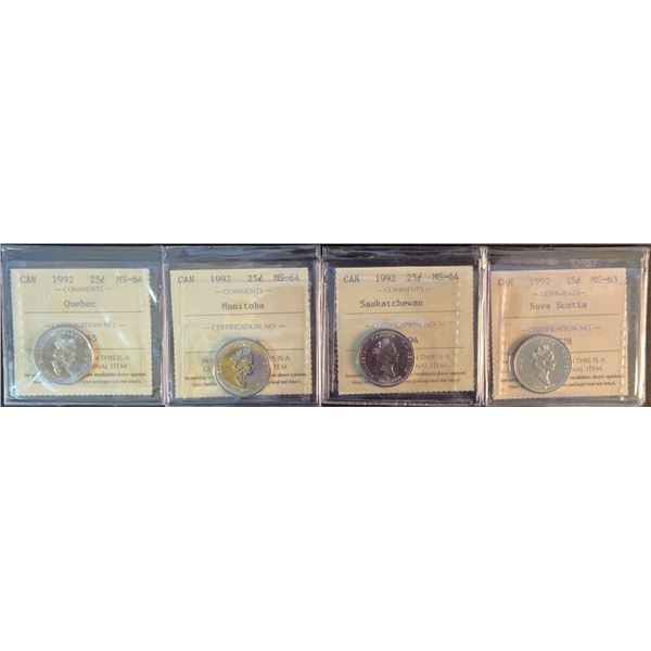 8 Certified Canadian 25¢ and 50¢ Coins UNC/MS-64