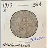 Image 2 : Three Newfoundland Silver Coins: 1917, 1919 50 Cents, 1940 5 Cents