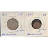 Image 3 : Three Newfoundland Silver Coins: 1917, 1919 50 Cents, 1940 5 Cents