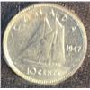 Image 4 : Three Slabbed Canadian Dimes 1947, 1968 Certified