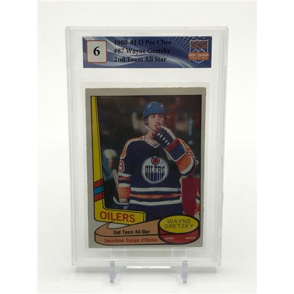 1980-81 OPC WAYNE GRETZKY 2ND TEAM ALL STAR TRADING CARD - GCG GRADE 6