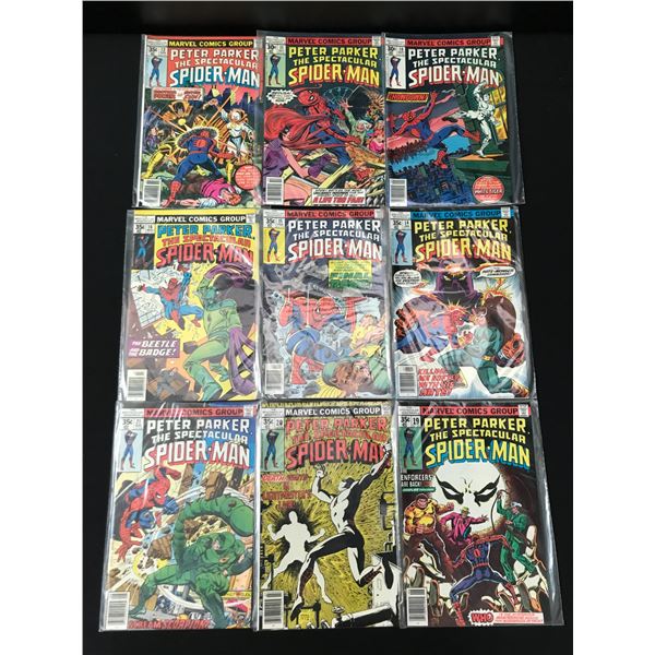 LOT OF 9 PETER PARKER THE SPECTACULAR SPIDERMAN COMICS - MARVEL COMICS