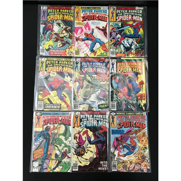 LOT OF 9 PETER PARKER THE SPECTACULAR SPIDERMAN COMICS - MARVEL COMICS