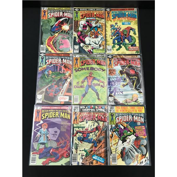 LOT OF 9 PETER PARKER THE SPECTACULAR SPIDERMAN COMICS - MARVEL COMICS