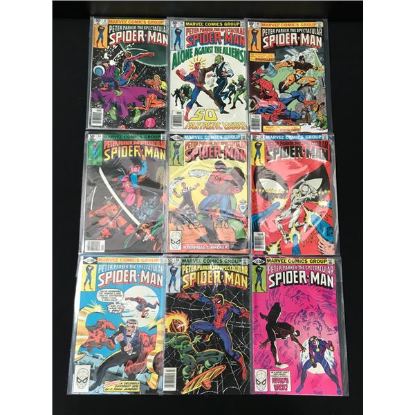 LOT OF 9 PETER PARKER THE SPECTACULAR SPIDERMAN COMICS #49 - #57 - MARVEL COMICS