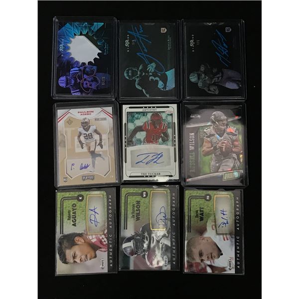 LOT OF 9 NFL TRADING CARDS INCLUDING 8 SIGNED