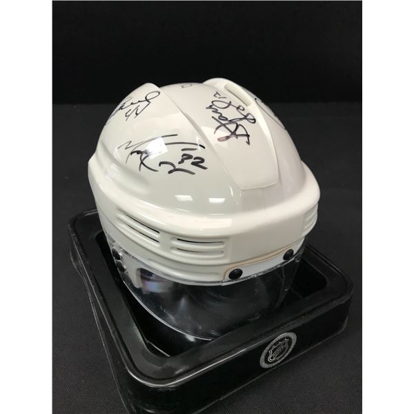 VANCOUVER CANUCKS MULTI SIGNED MINI HELMET (TREVOR LINDEN, PAT QUINN INCLUDED)