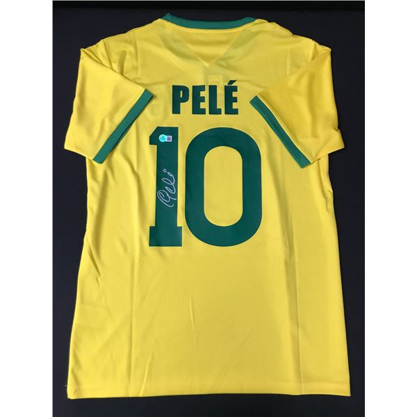 PELE SIGNED BRASIL SOCCER JERSEY - BECKETT COA