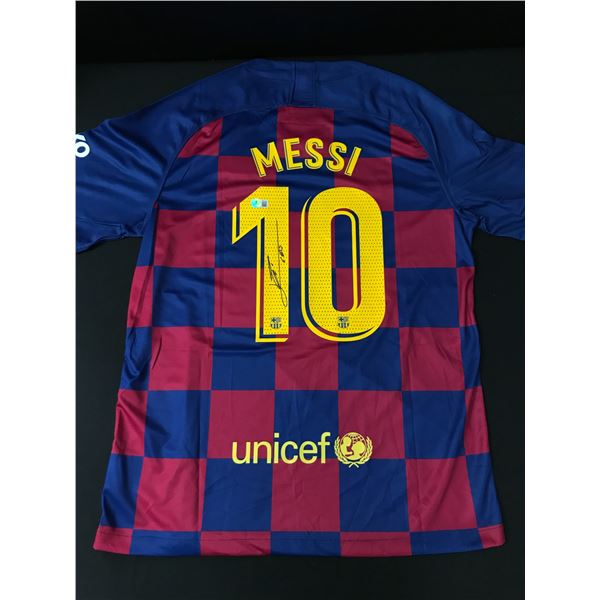 LIONEL MESSI SIGNED F.C BARCELONA SOCCER JERSEY - BECKETT COA