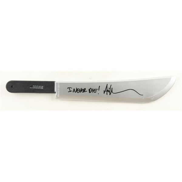 ARI LEHMAN SIGNED AND INSCRIBED " I NEVER DIE " MACHETE - JSA COA