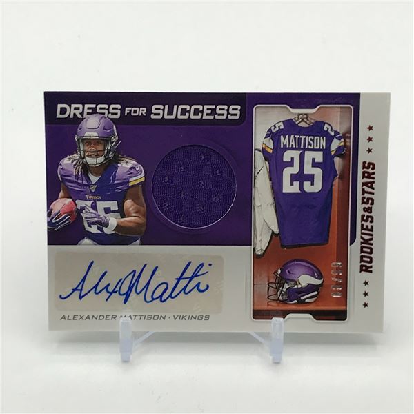 2019 PANINI ROOKIES AND STARS FOOTBALL ALEXANDER MATTISON SIGNED PATCH TRADING CARD 06/99