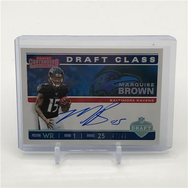 2019 PANINI CONTENDERS FOOTBALL MARQUISE HOLLYWOOD BROWN SIGNED DRAFT CLASS ROOKIE CARD 47/49