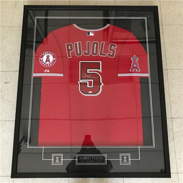 ALBERT PUJOIS SIGNED AND FRAMED ANGELS JERSEY - MLB COA
