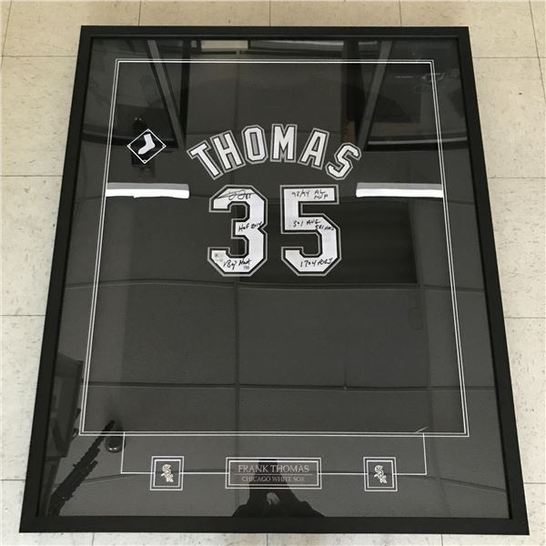 FRANK THOMAS SIGNED AND INSCRIBED WHITE SOX FRAMED JERSEY DISPLAY - FANATICS COA