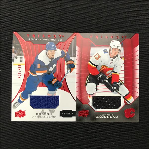 LOT OF 2 HOCKEY PATCH TRADING CARDS (GUDREAU, DOBSON 438/499