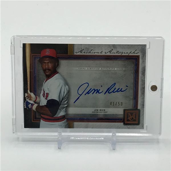 2020 TOPPS MUSEUM COLLECTION BASE3BALL JIM RICE SIGNED TRADING CARD 41/50