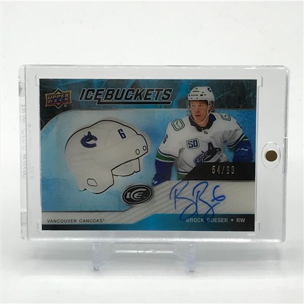 2019-20 UPPER DECK ICE HOCKEY BROCK BOESER SIGNED MINI HELMET TRADING CARD 54/99