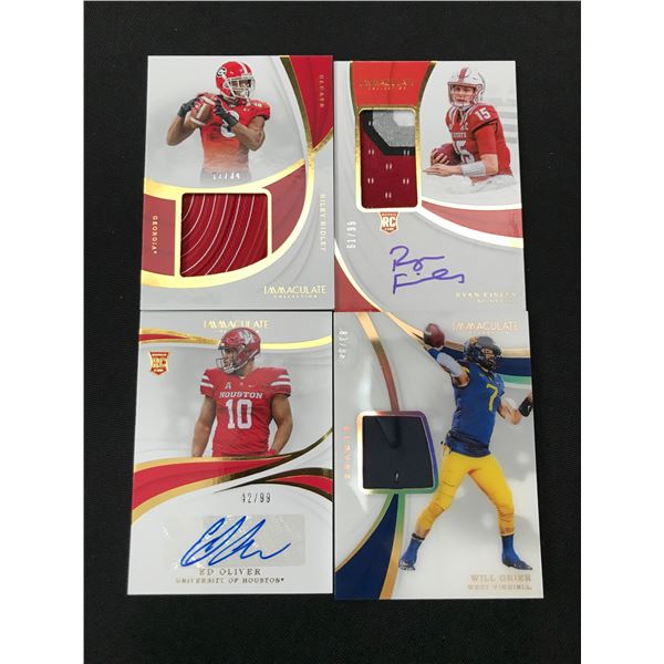 LOT OF 4 IMMACULATE COLLECTION FOOTBALL TRADING CARDS INCLUDING 2 SIGNED