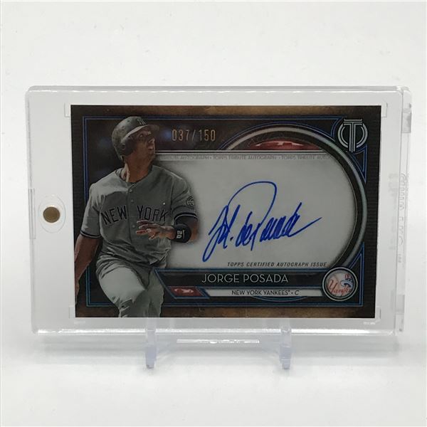 2020 TOPPS TRIBUTE BASEBALL JORGE POSADA SIGNED TRADING CARD 037/150